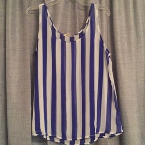 Sheer tank Blue White Stripe